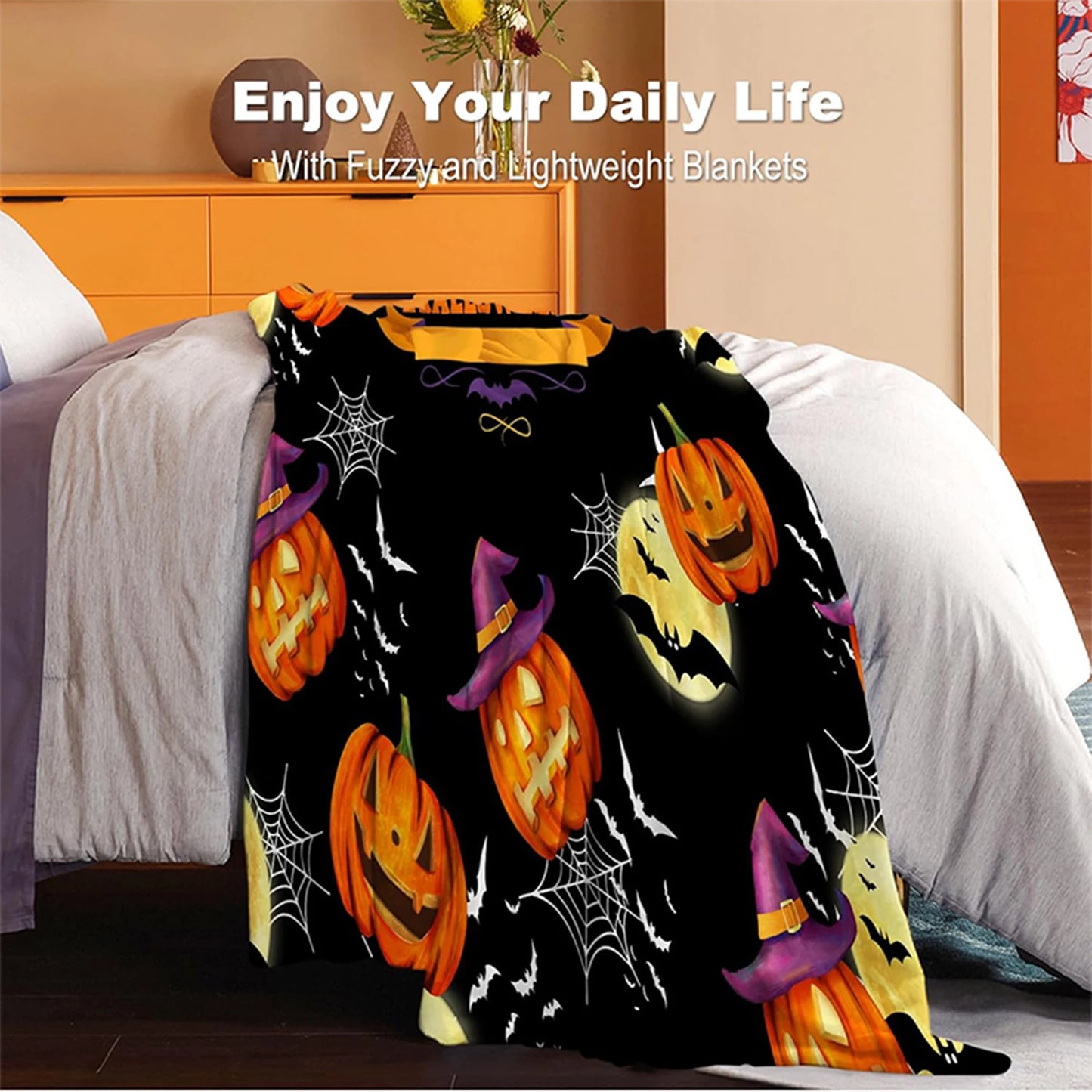 Plaid Halloween Citrouille & Chauves-Souris