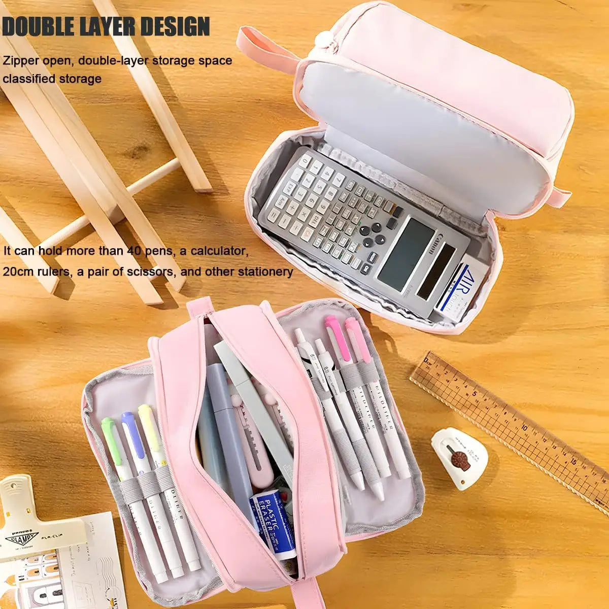 STITCH Large Capacity Stationery Case Durable Oxford Cloth Pencil