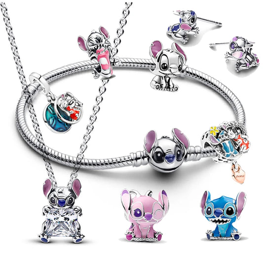 Bijoux Disney Stitch – Collier & Boucles d’Oreilles Argent
