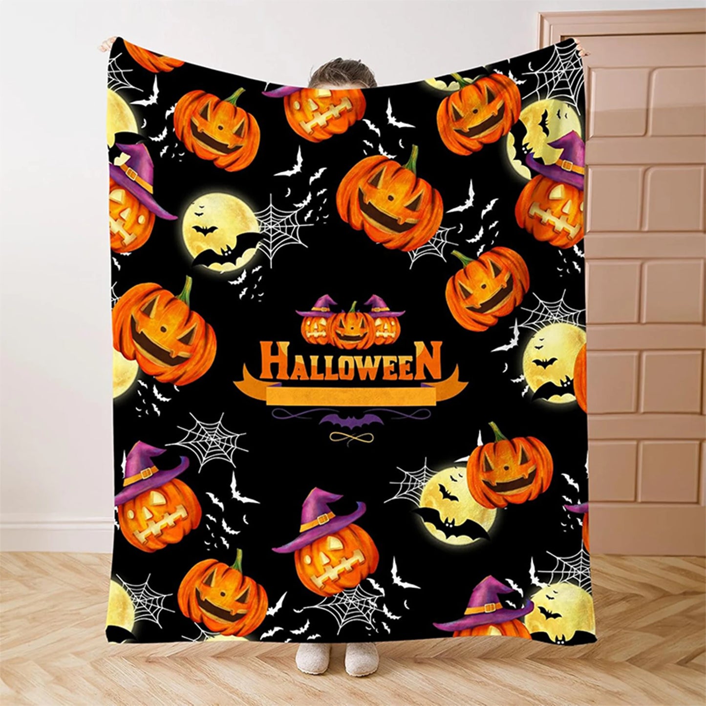 Plaid Halloween Citrouille & Chauves-Souris